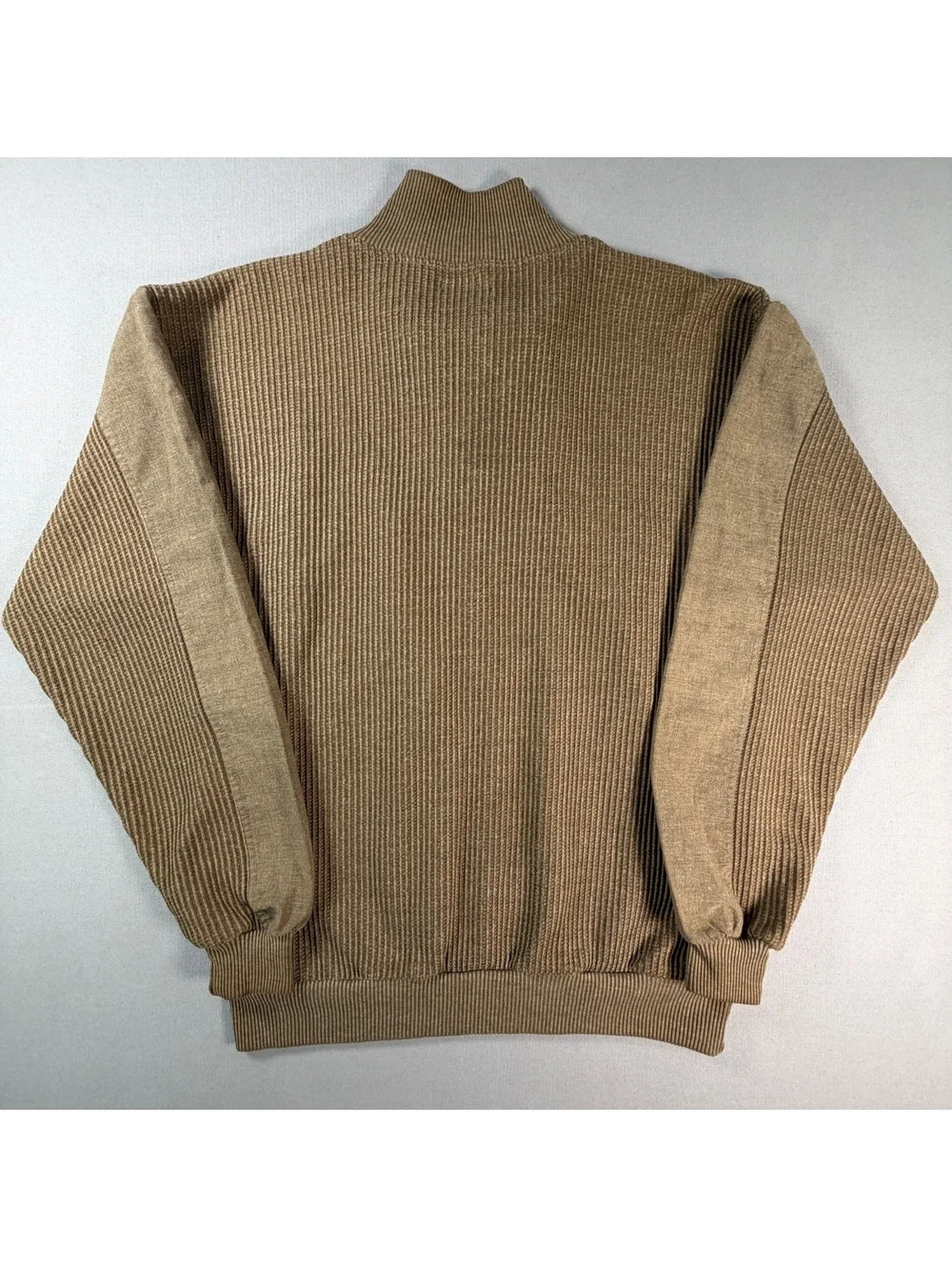 Vintage Envoy Quarter Zip Sweater Mens M Brown Ribbed 100% Cotton Knit Pullover